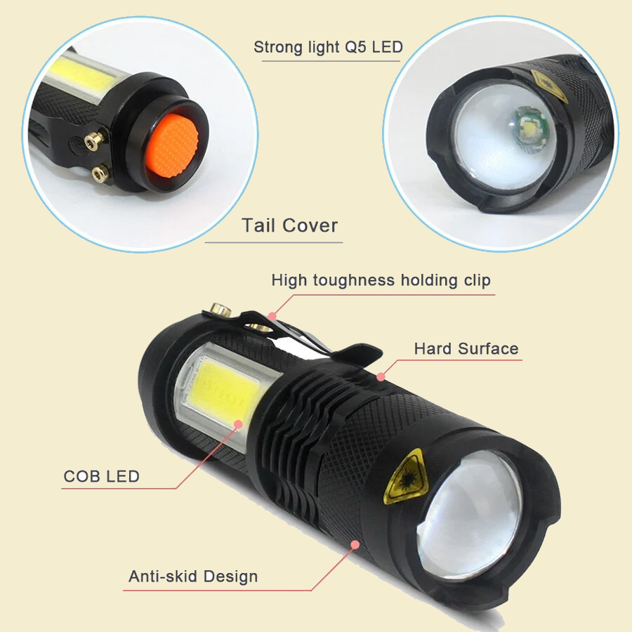 3800LM Zoom LED Flashlight High Power 3