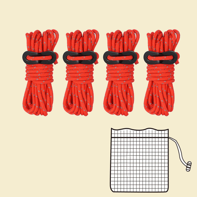 Reflective Tent Guy Ropes 4mm - orange set