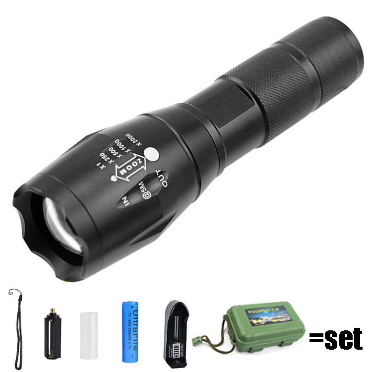 High-Power Rechargeable LED Flashlight with Telescopic Zoom