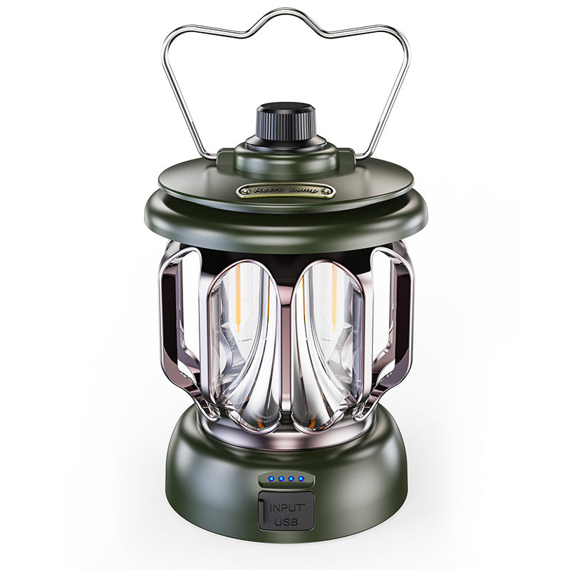 Retro Rechargeable LED Camping Lantern with Long Battery Life