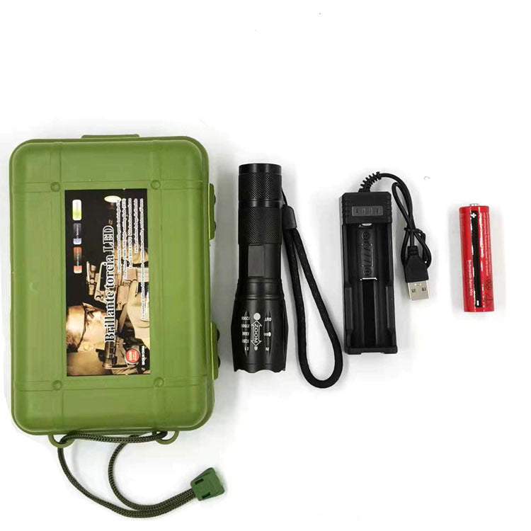 High-Power Rechargeable LED Flashlight with Telescopic Zoom