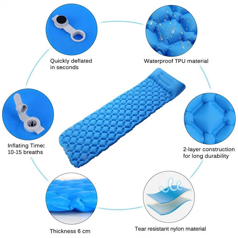 Insulated Inflatable Camping Sleeping Pad and Air Mattress