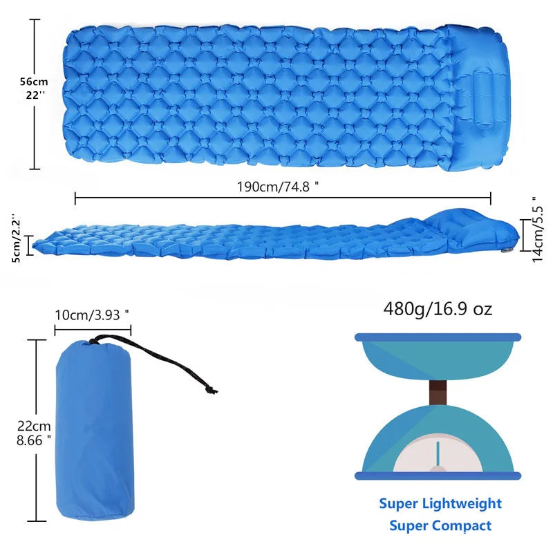 Insulated Inflatable Camping Sleeping Pad and Air Mattress