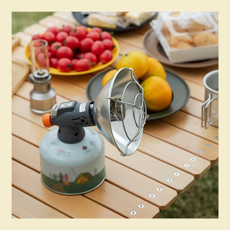 Portable Camping Heater on picnic table