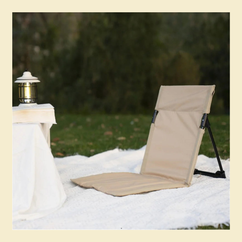 Foldable Camping Chair with Backrest outdoor evening scene