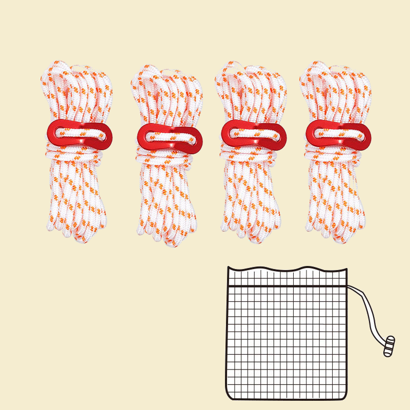 Reflective Tent Guy Ropes 4mm - white/orange set