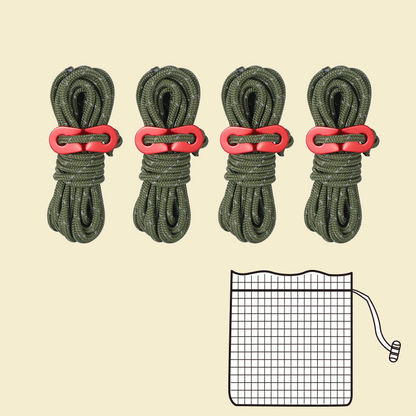 Reflective Tent Guy Ropes 4mm - olive set