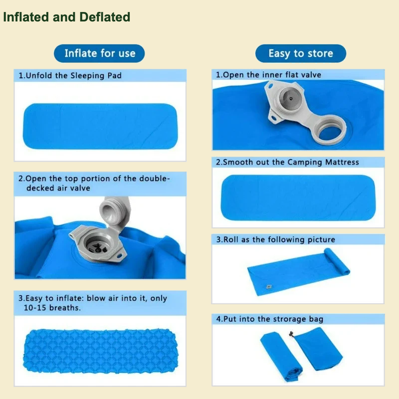 Insulated Camping Sleeping Pad inflate and deflate instructions